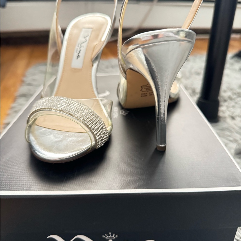 Pre-loved Nina Shimmering Silver Party Heels